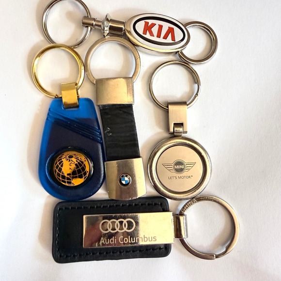 Audi, BMW, MINI, KIA Other - Vintage Automotive Keychain Lot Audi BMW MINI KIA Dealership Fobs Silver Pendant